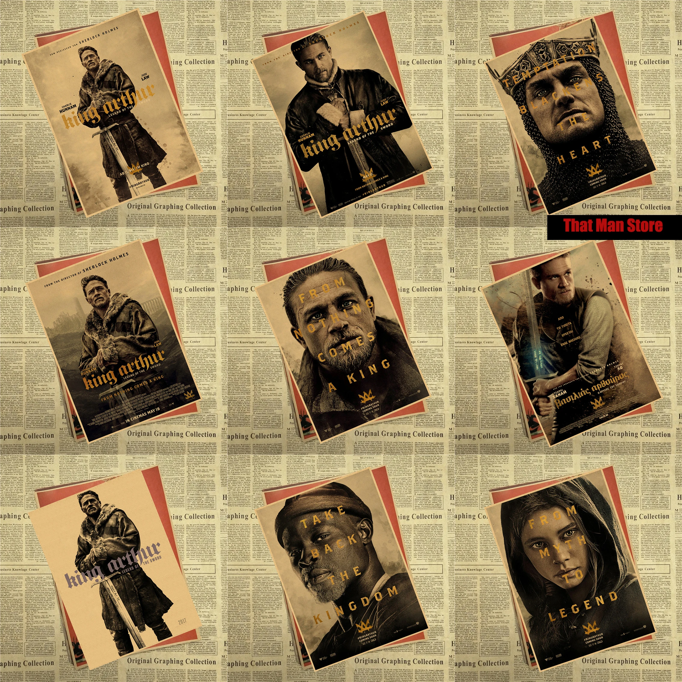 Король Артур легенда о мече 2017 ТВ-серия художественный постер из крафт-бумаги