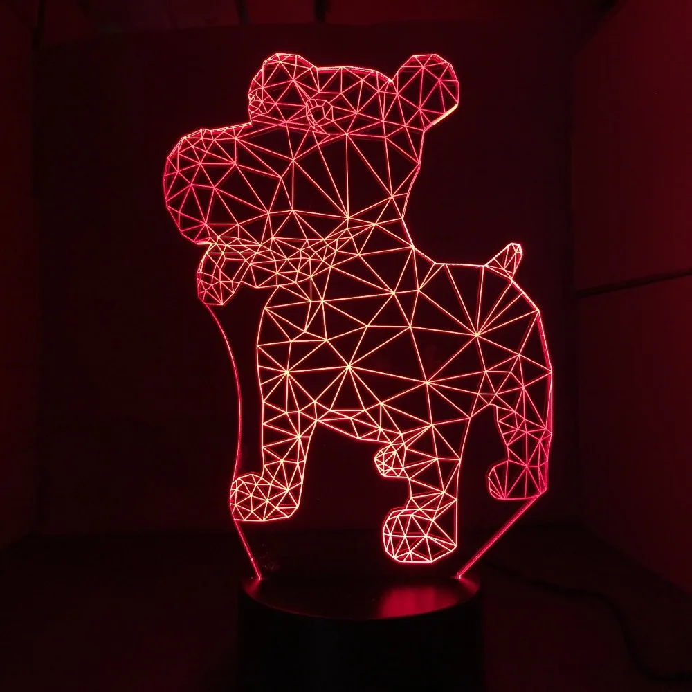 Новая собака 3D ночник светодиодный настольная лампа USB 7 цветов 3D Иллюзия огни для Гостиная декоративные лампы Home Decor Прямая