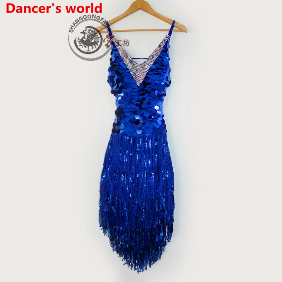 2017 Настраиваемые цвета платье с кисточками для латинских танцев женское стиль