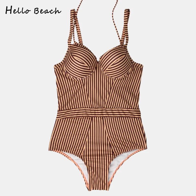 HELLO BEACH 2018 новые женские Купальники пуш-ап Монокини Цельный купальный костюм