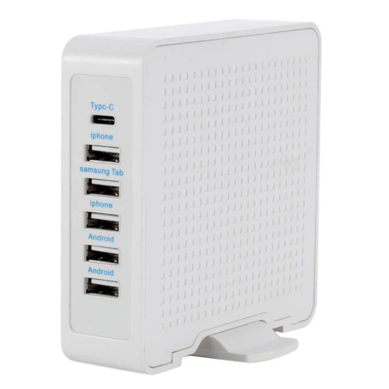 Быстрое зарядное устройство мульти 6 портов USB и C 10А быстрая зарядная станция