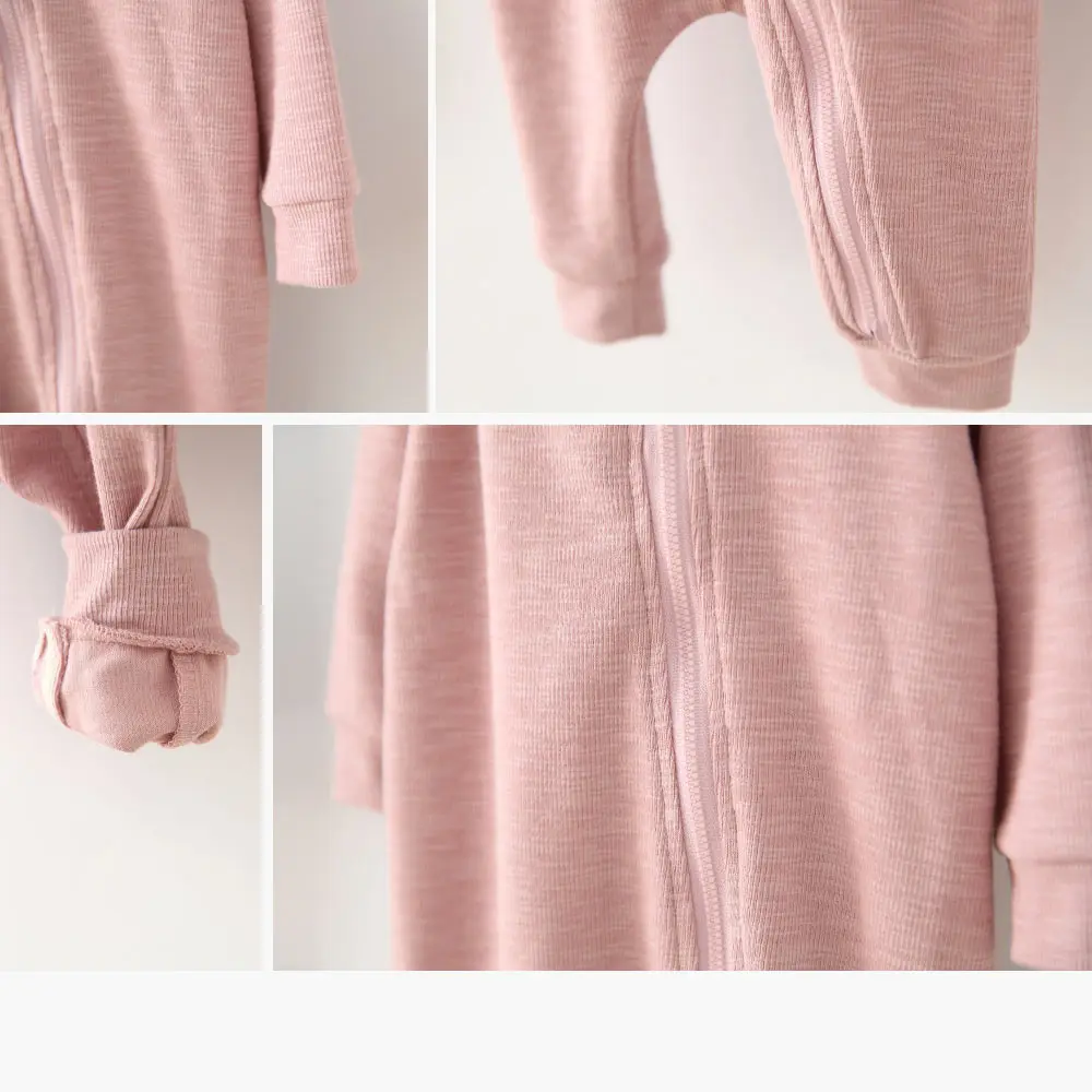 Милый детский кролик ромперы с ушками на осень и зиму мультяшный комбинезон