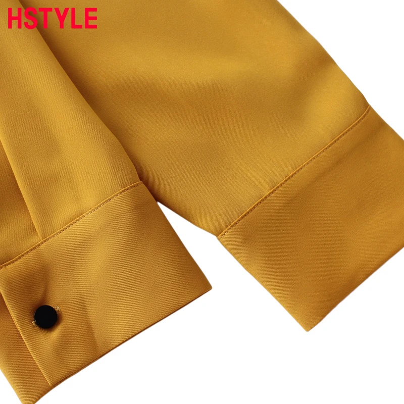 HSTYLE летом 2018 Для женщин шифоновые рубашки с длинным рукавом повязку одноцветное