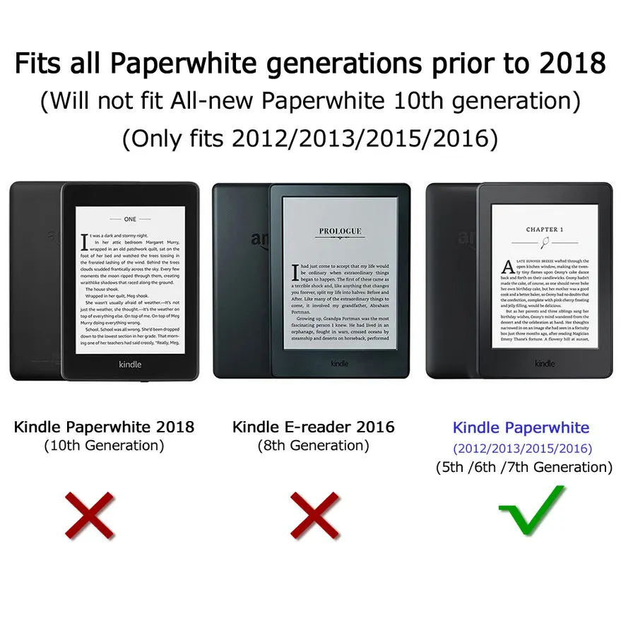 Кожаный чехол для Amazon Kindle Paperwhite (подходит всех моделей до 2018 года) тонкий умный