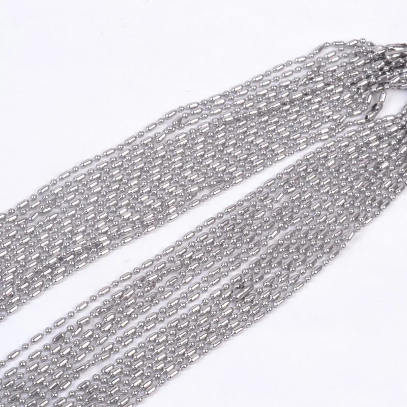

10pcs/20pcs/50pcs/100pcs Men Womens Wholesale Top Quality Silver Stainless Steel Beads Ball Chain in Lots 16"-36"