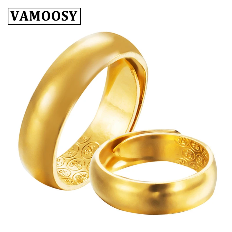 

VAMOOSY Top Quality Gold Concise Classical Wedding Open Ring 24K Gold Color BOHO style jewelry Wholesale never fade NO allergy