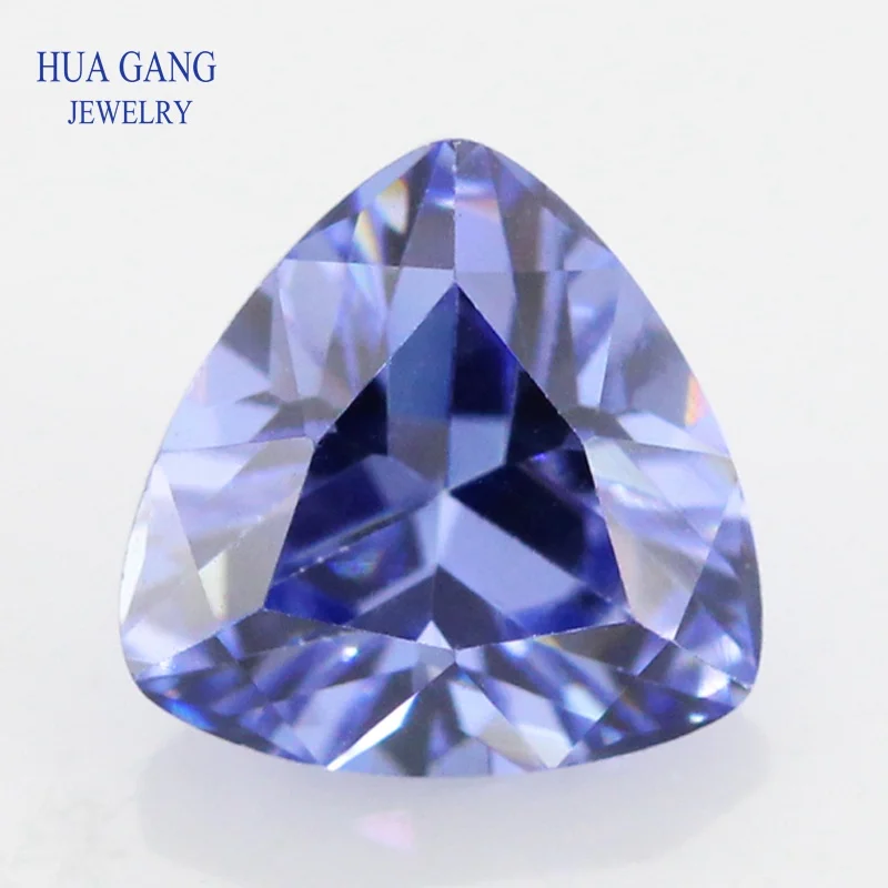 

5A Light Tanzan Blue Trillion Shape Cubic Zirconia Brilliant Cut Loose CZ Stone Synthetic Gems Beads For Jewelry 3x3-12x12mm