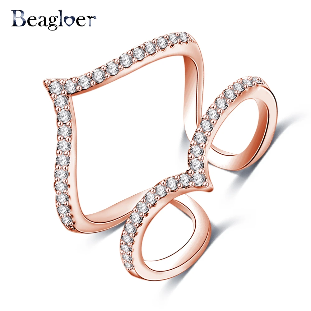 Beagloer новый дизайн женское кольцо из розового золота цвет микро-Инкрустация