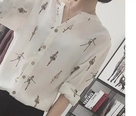 The new girl chiffon long sleeve shirt 2017 of spring clothing |