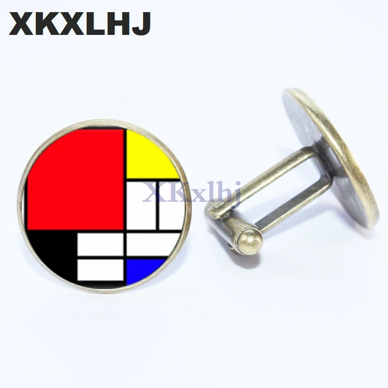 XKXLHJ 2018 Новые квадратные запонки Mondrian Запонки с фотографией Высокое качество