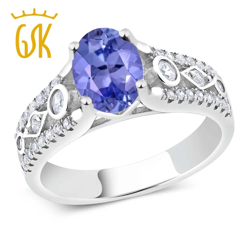 Танзанитное кольцо GemStoneKing 1 72 Ct натуральный голубой Танзанит стерлингового