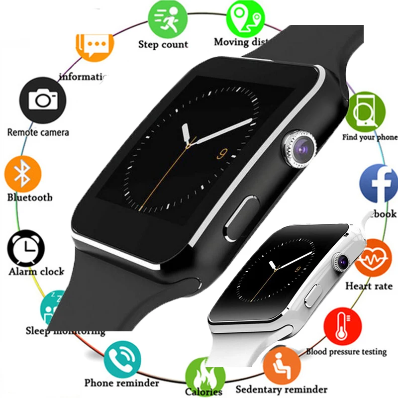 Bluetooth Смарт часы X6 Спорт Шагомер для мужчин женщин Smartwatch с камерой поддержка SIM