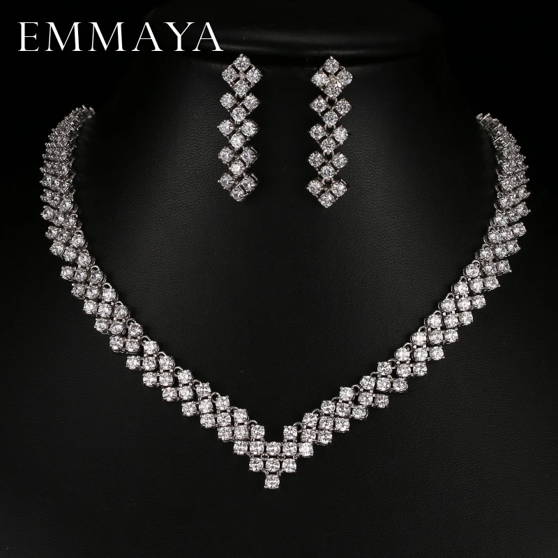 Emmaya новые серьги с кристаллами Стразы из циркона ожерелье комплект ювелирных
