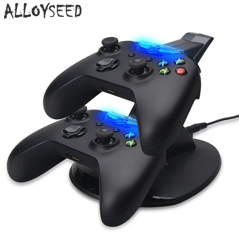 ALLOYSEED двойной USB светодиодный Геймпад контроллер зарядное устройство подставка Док-станция для Xbox One беспроводной контроллер зарядки колыбели держатель