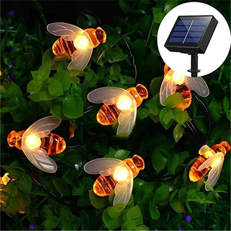 

Bee String Lights 20/50 Led Outdoor Solar Power LEDs Strings Waterproof Garden Patio Fence Gazebo Summer Night Light Decorations