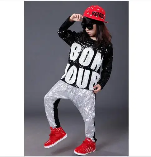 Корейская мода для мальчиков и девочек одежда хип хопа с блестками новый детский