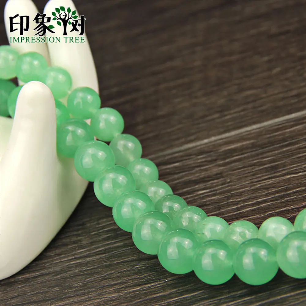 Гладкий натуральный драгоценный камень зеленый круглый свободный бисер