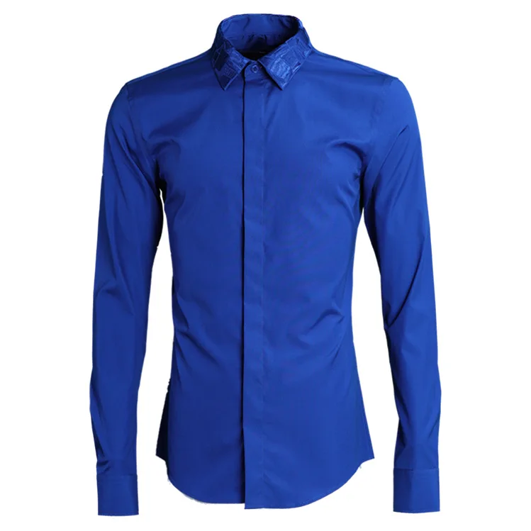 

new arrival cotton Original Color Abstract Square Collar Embroidery Men Shirt Fashion Male Casual long sleeve plus size M-4XL