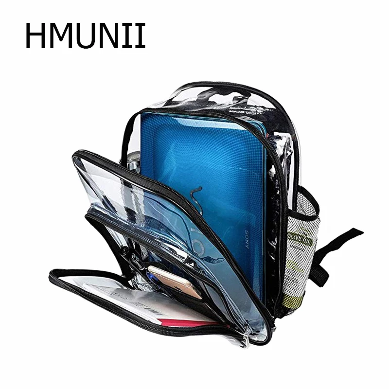 

HMUNII новый прозрачный Школьный рюкзак, MFTEK прозрачный рюкзак из ПВХ, для школы, безопасности, путешествий, спортивный, водонепроницаемый, многофункциональный