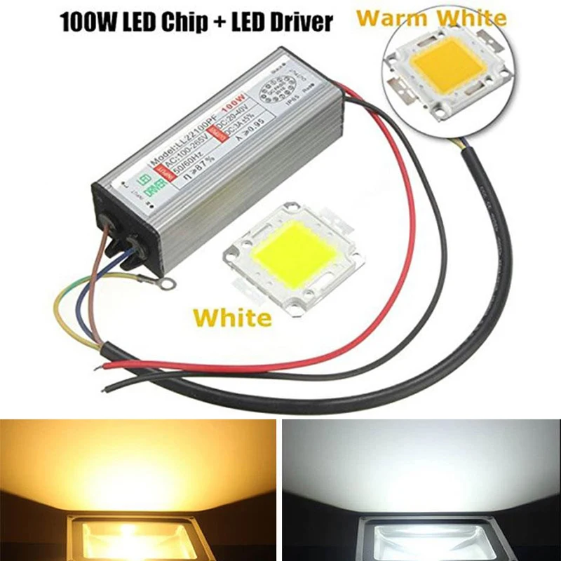 Мощность 100 Вт светодиодный чип SMD лампа с драйвером питания DC20-40V теплый