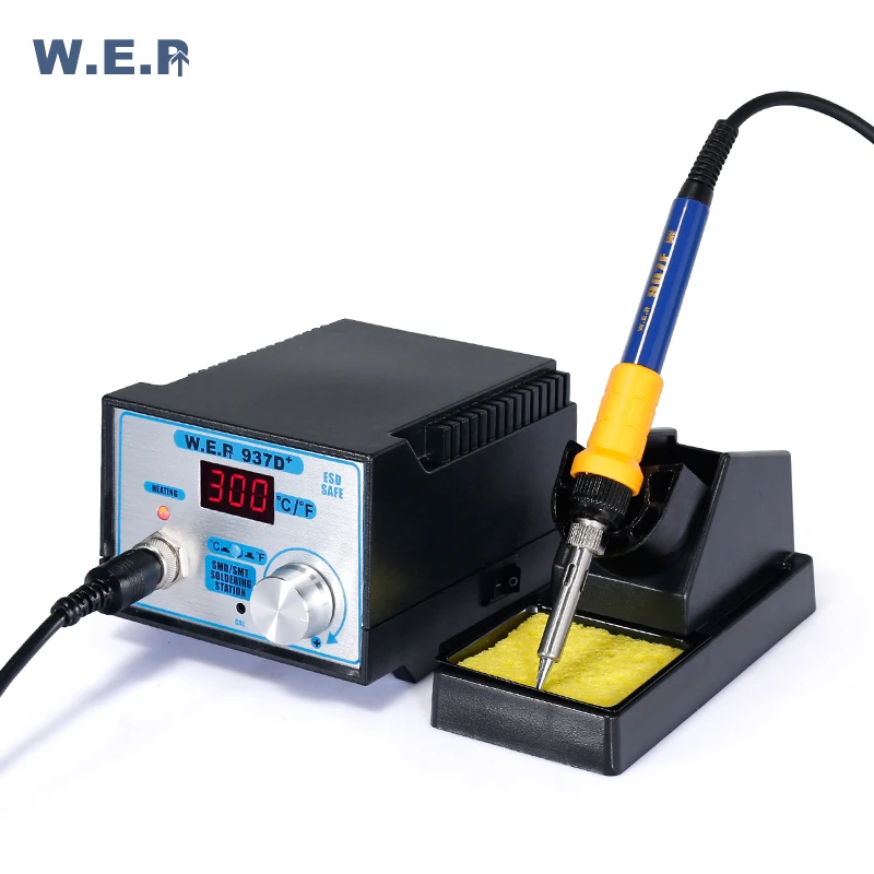 WEP 937D+ 75 Вт Цельсия/Фаренгейт светодиодный цифровой антистатический SMD SMT паяльная станция