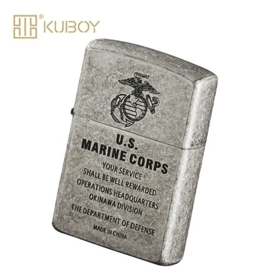 KUBOY Серебряная U.S Air fo ce латунная бензиновая зажигалка, Мужская курительная зажигалка