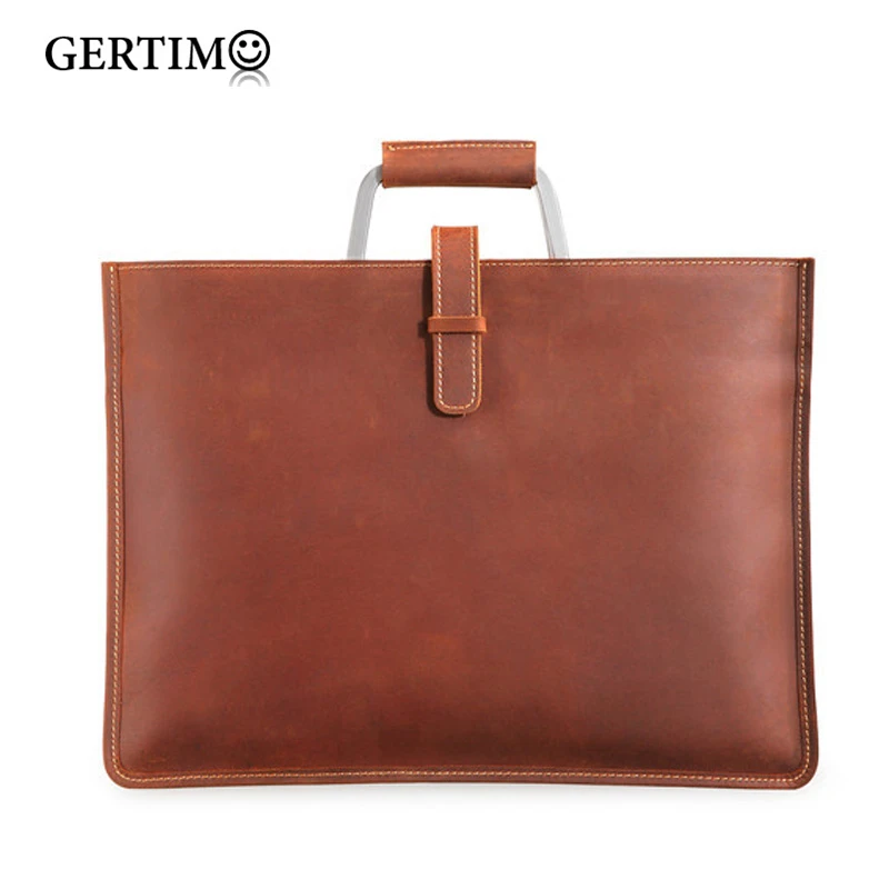 Genuine Leather Men's Handbags Crazy Horse Leather Man Retro Tote Bag Shoulder Messenger Bag Business Men Briefcase Laptop Bag