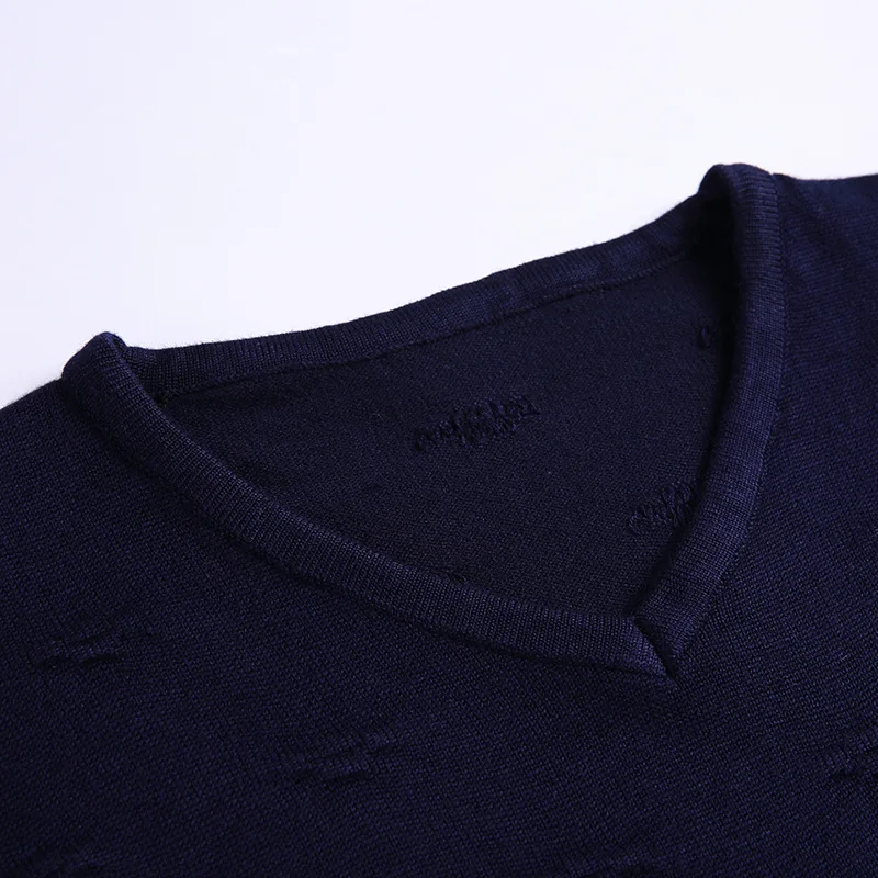 

Spring Autumn Casual Wool Sweater Brand Men Thick Warm V-neck Long Sleeve Mens Knitted Pullover Cashmere Men Sweaters Pull Homme
