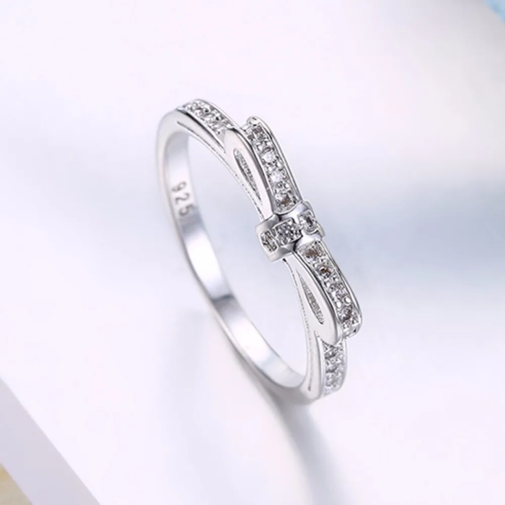 Красивое серебряное кольцо Женское с галстуком бабочкой|ring jewelry|ring czladies rings |