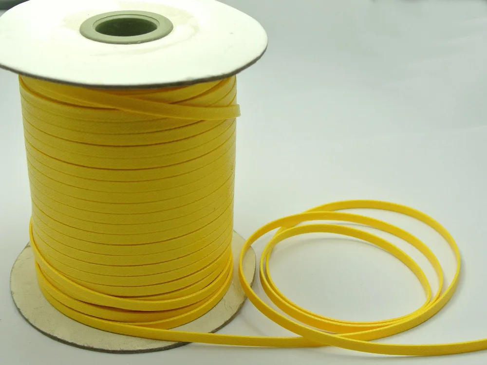 100 Yards Yellow FLAT Korean Waxed Cord Craft Lace String Thread 4mm | Украшения и аксессуары