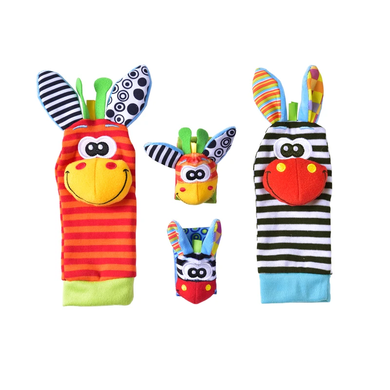 4pcs Limited Unisex New Fashion Cute Baby Socks Animal Cartoon Hand Wrist Bells Christmas Cotton Boy Girl Infant Rattles Sock | Детская