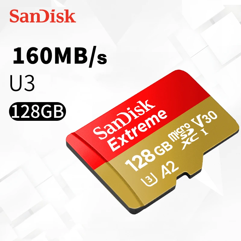 Sandisk Extreme Micro SD карта 160 Мб U3 V30 A2 64 Гб 128 ГБ 256 400 microsd оригинальная TF 32 A1 флэш