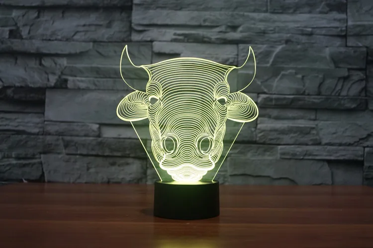 Bull настольная лампа 7 цветов Изменение Настольная 3d Новинка Led оригинальная