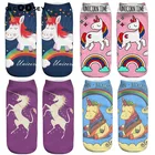 Носки женские летние с 3D-принтом единорога, милые смешные с принтом пони в стиле Харадзюку, европейские размеры 34-42, 1 пара