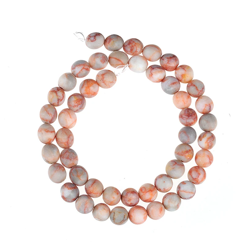 4-12 мм круглые бусины из натурального камня матовые красные сетчатые полосатые 15