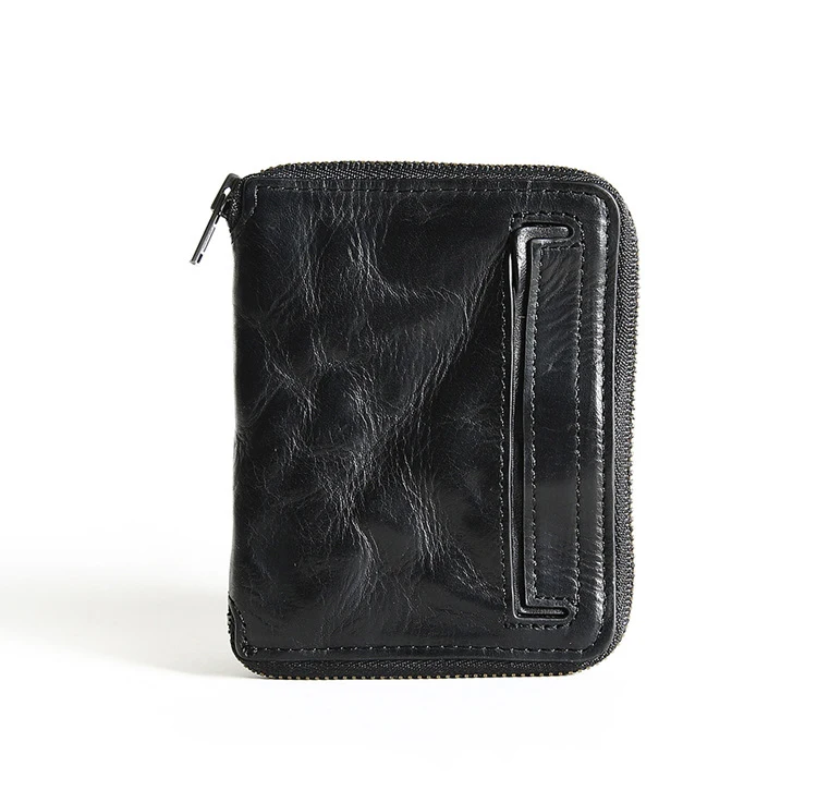 Genuine Leather Wallet For Men Mens Luxury Brand Designer Vintage Cowhide Small Short Zipper Wallets Purse Card Holder For Male