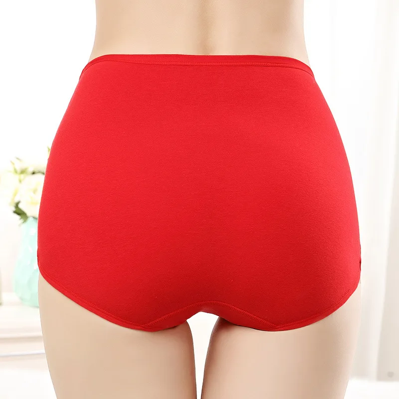 Трусы размера плюс нижнее белье женские хлопковые трусы Cueca китайские красные