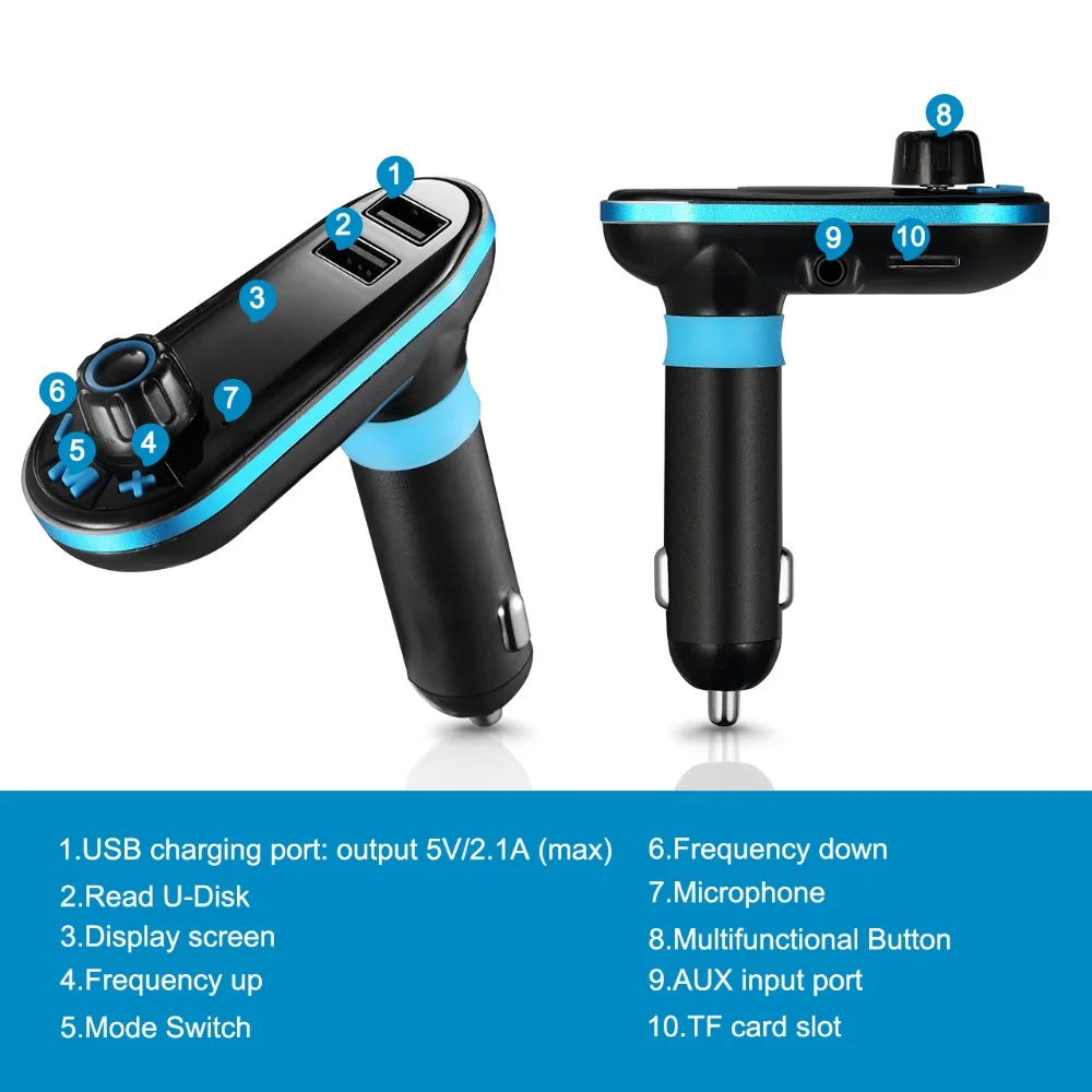 Автомобильный MP3 плеер VicTsing Bluetooth FM трансмиттер автомобильный комплект