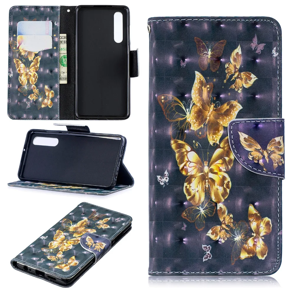 Глянцевая 3D кожаный чехол-бумажник чехол для телефона fundas coque huawei P30/P30 Pro/P30 Lite hoesje