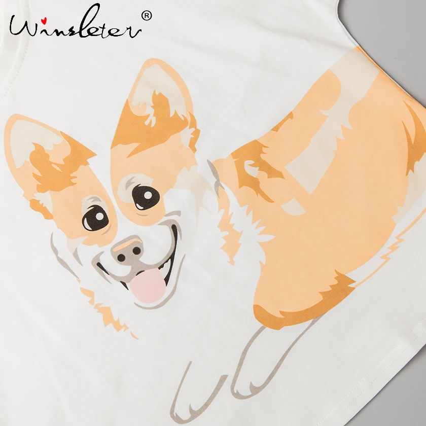 Пижама Corgi женская с принтом собаки короткий топ и шорты комплект из 2 предметов