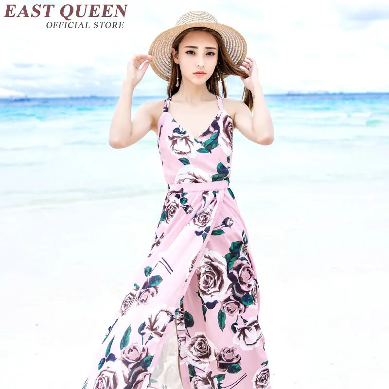 Пляжное платье макси с бретелькой через шею длинное летнее пляжное туника