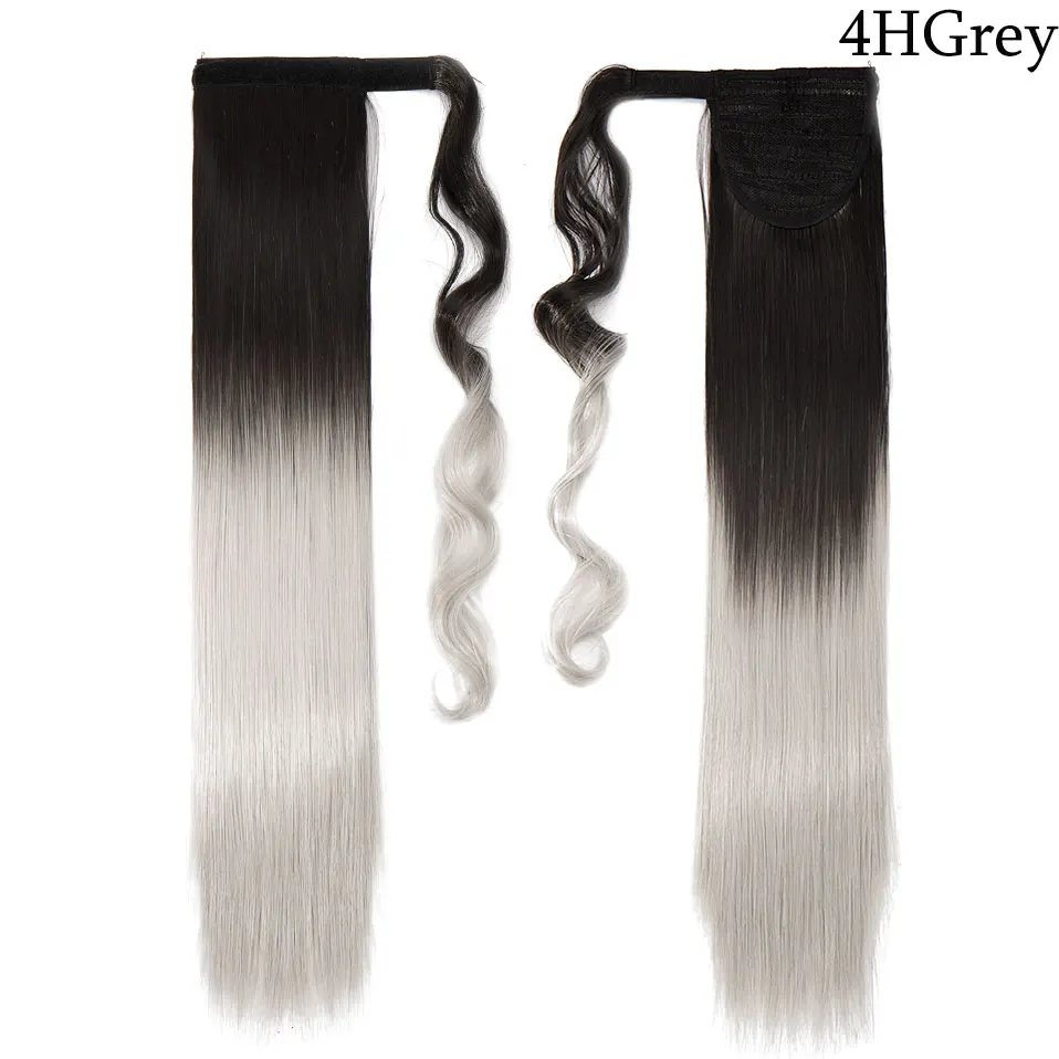 4H Grey SNOILITE, длинные прямые волосы на заколках, хвост, накладные волосы, конский хвост, шиньон с заколками, синтетические волосы, хвост пони, наращивание волос - Цвет: 4H Grey