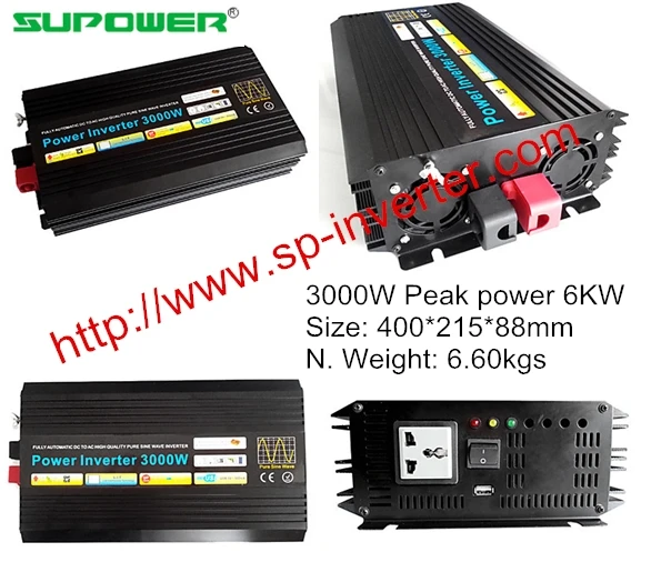 Полная мощность 3000 Вт импульсная 6000 решетки инвертор с беспроводным пультом