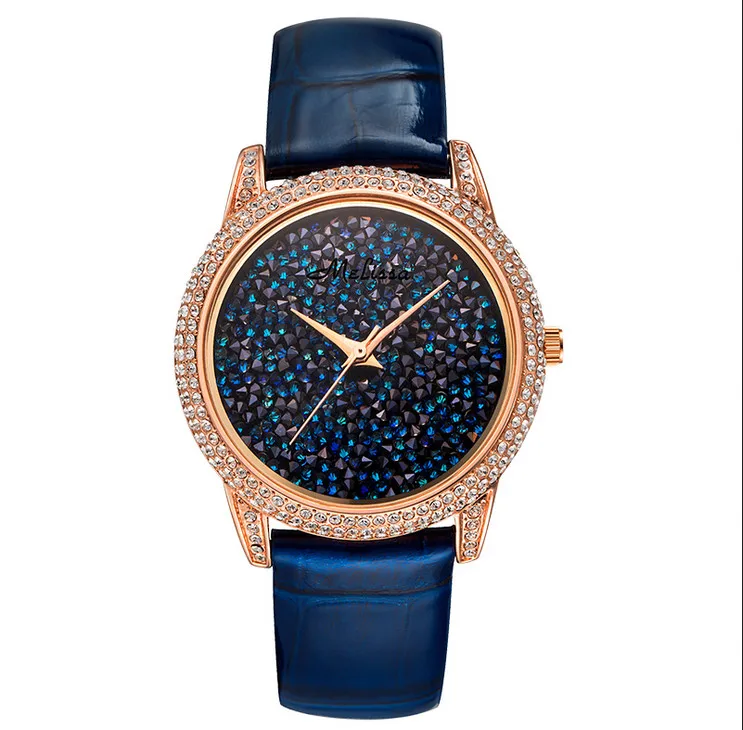 Blue Rose Gold MELISSA, дизайн, женские часы с полными кристаллами, Роскошные, сверкающие, под платье, наручные часы, Япония, кварцевые, Relogios Feminino Montre F12066 - Цвет: Blue Rose Gold