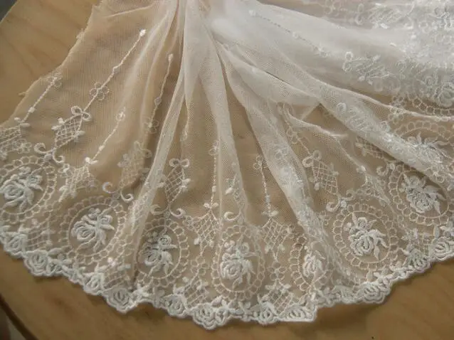 5 ярдов дворец слоновая кость черный бежевый тюль сетчатая вышивальная Ткань Venise