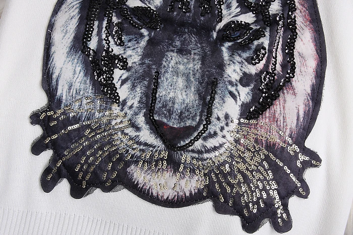 Женский трикотажный костюм ALPHALMODA вязаный свитер с тигром и брюки-карандаш 2 шт.