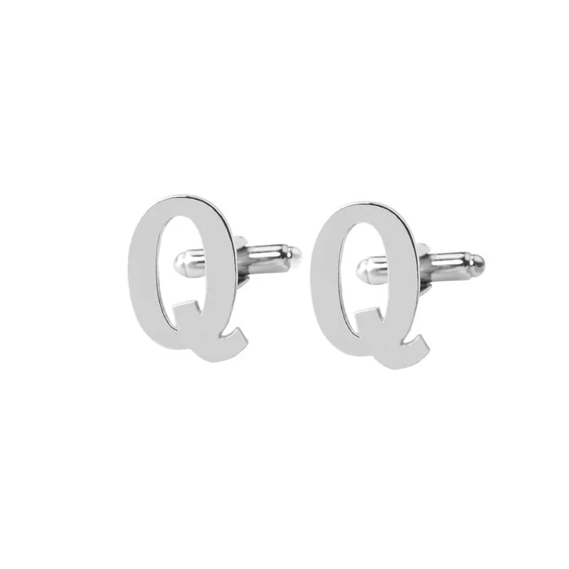 Запонки с запонками запонки серебряного цвета для мужчин A B C D E F G I J K L M N O P Q R