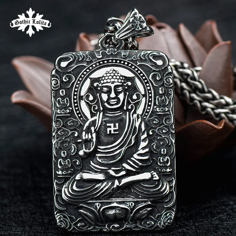 

Buddha avalokitesvara Dog tag Stainless steel Necklace Patron saint Pendant Jewelry