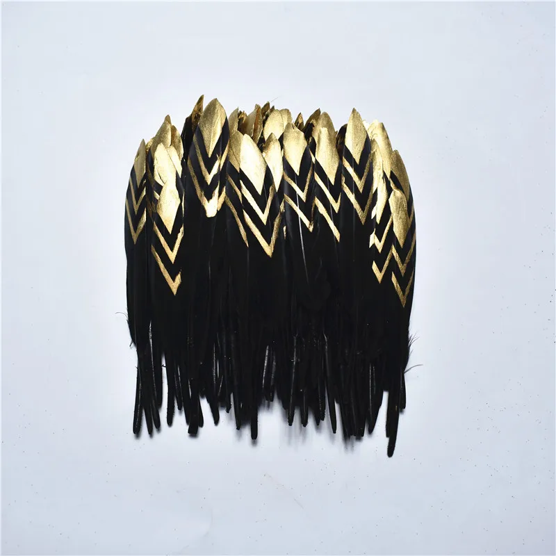Black gold color Высокое качество окунутое золото натуральное окрашенное утиное перо 20 шт 10-15 см DIY Перья для рукоделия Декор Перья для изготовления ювелирных изделий - Цвет: Black gold color