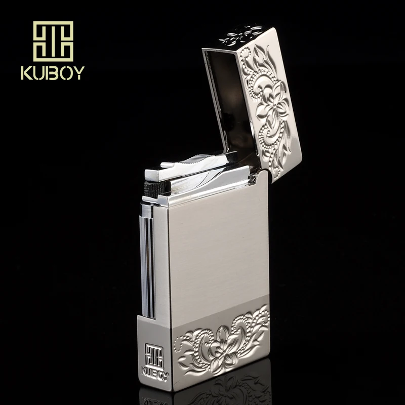 Высококачественная брендовая газовая зажигалка KUBOY белый матовый никель